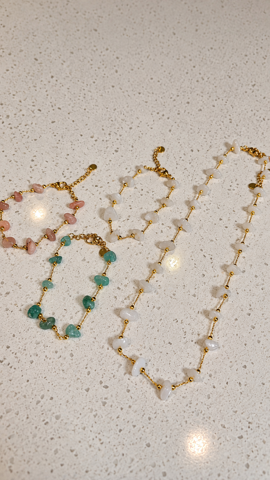 Pieza #17-1 Set de collar y tres pulseras - Cuarzo
