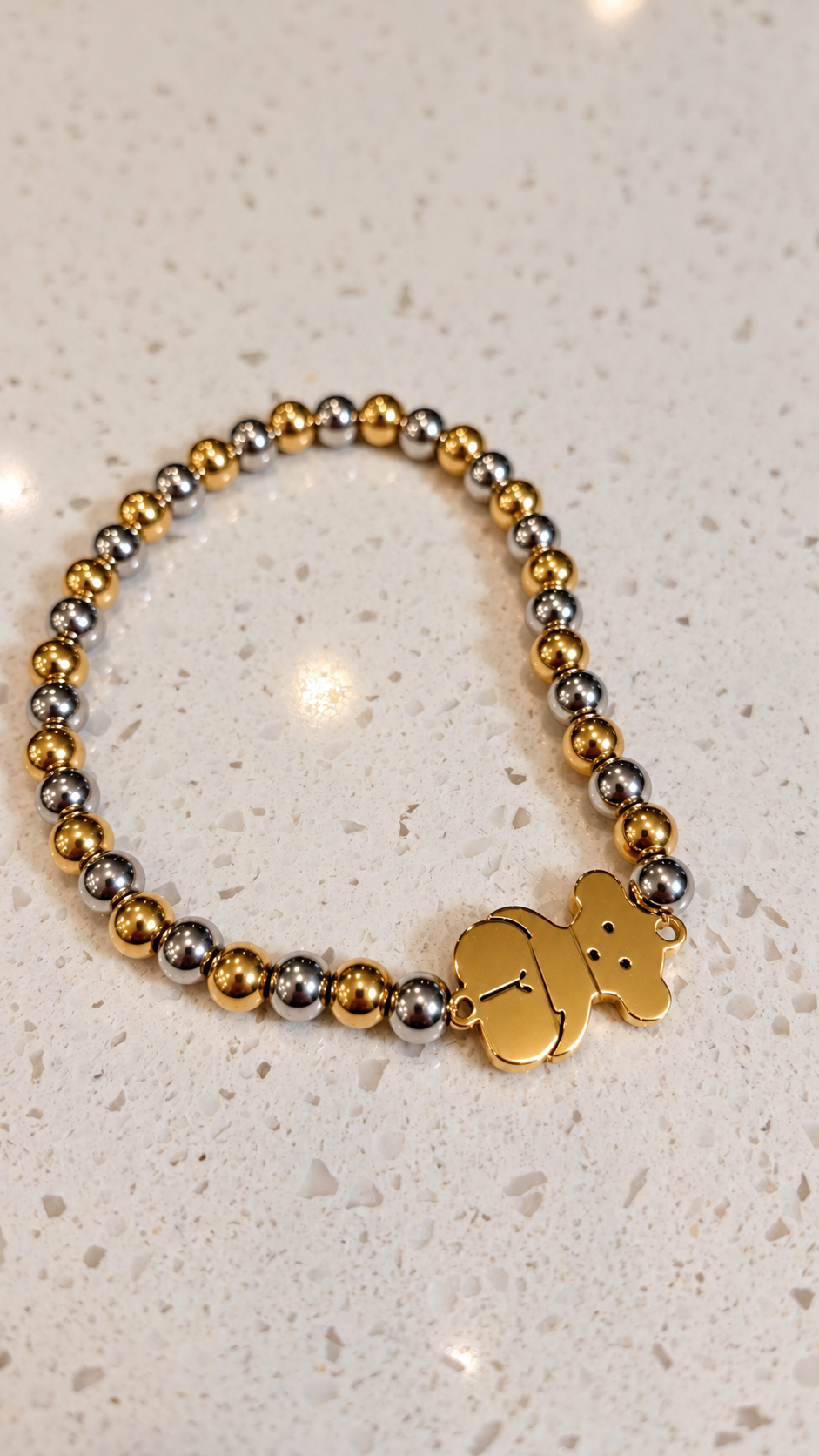 Pieza #34 Pulsera osito - color oro y plata