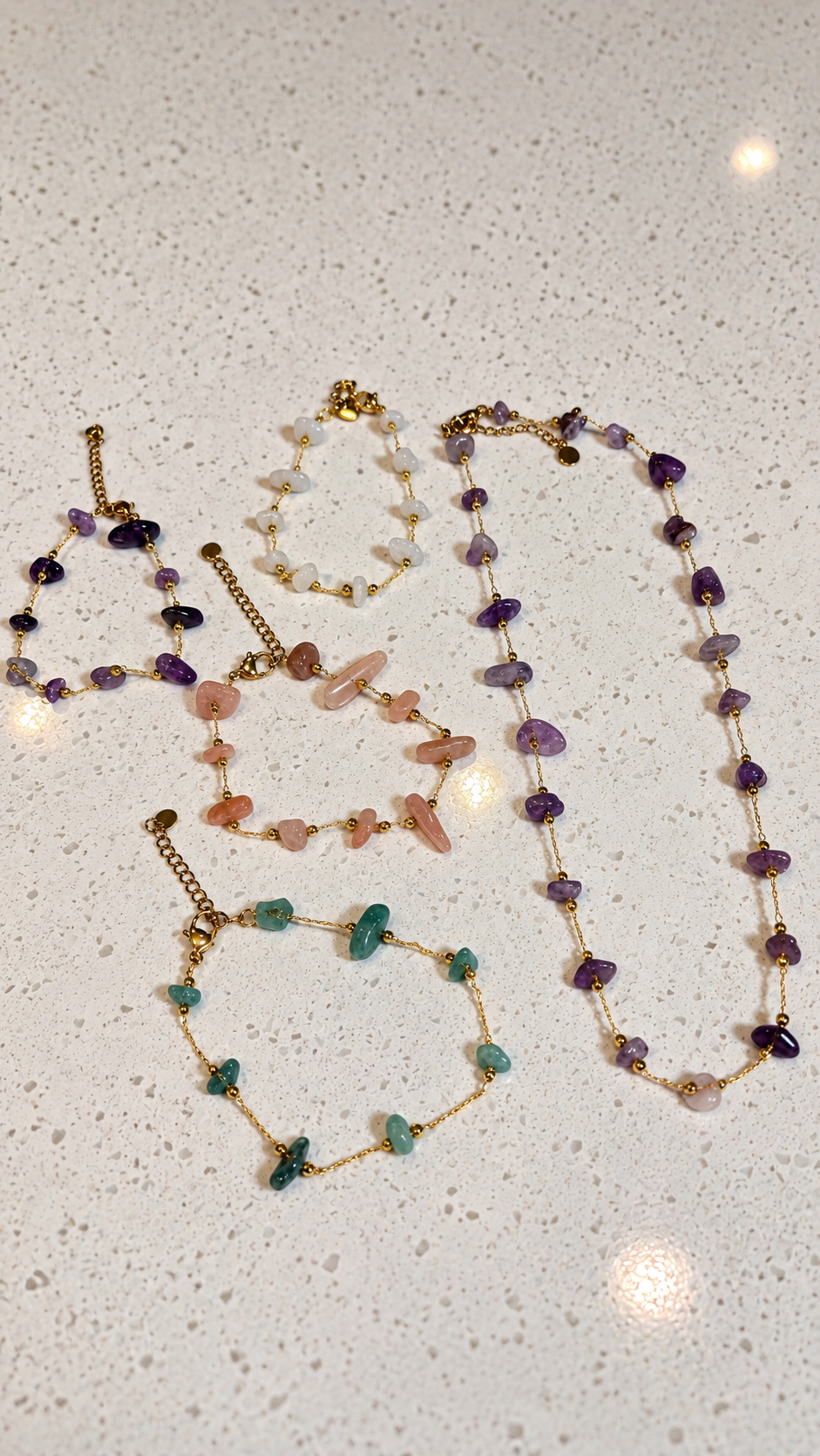 Pieza #17 Set Collar y cuatro pulsera - Cuarzo