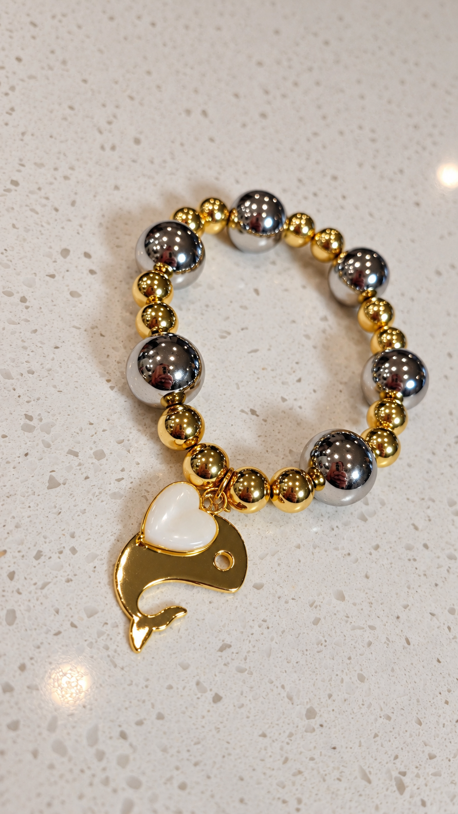 Pieza #25 Pulsera Ballenita corazón - Oro, plata