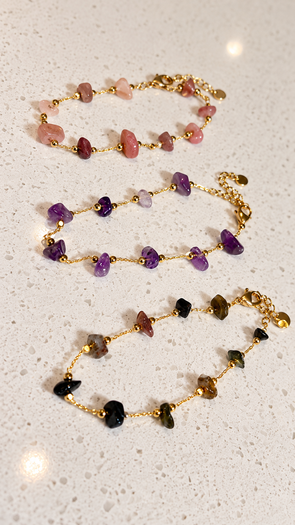 Pieza #29 Set de tres pulseras - Cuarzo