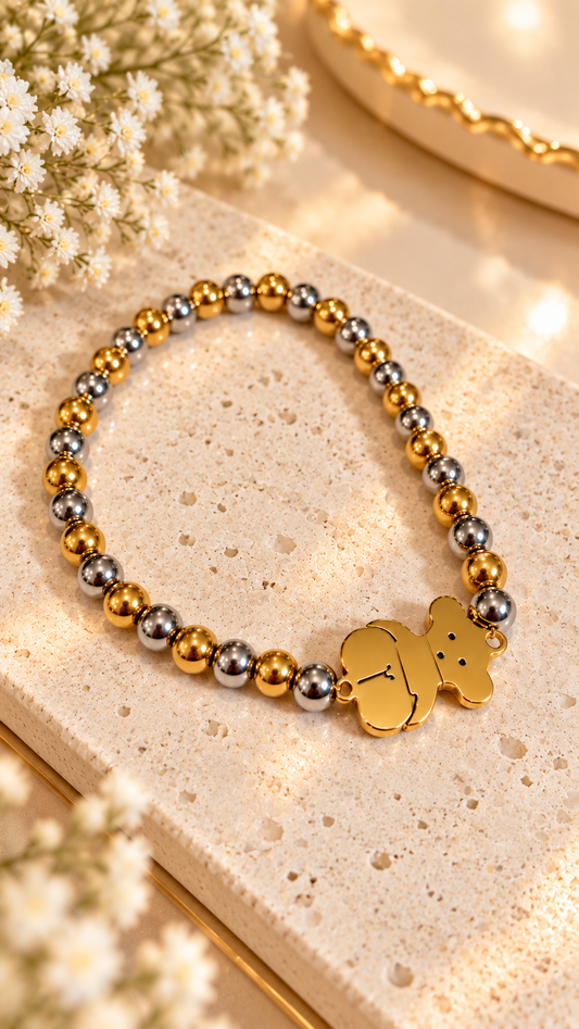Pieza #34 Pulsera osito - color oro y plata