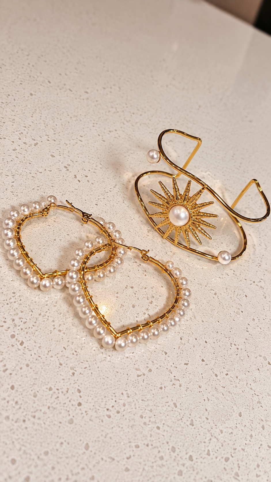 Pieza #46 Set de aretes con pulseras - sol, corazones