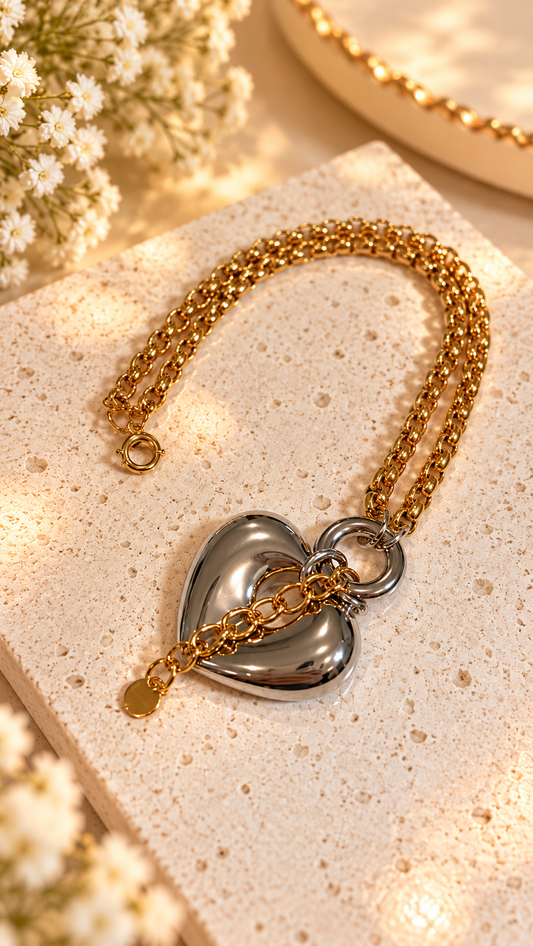 Pieza #70 - Pulsera (color oro plata corazón)