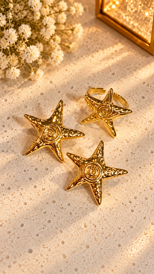 Pieza #9 Set de aretes y sortija estrella